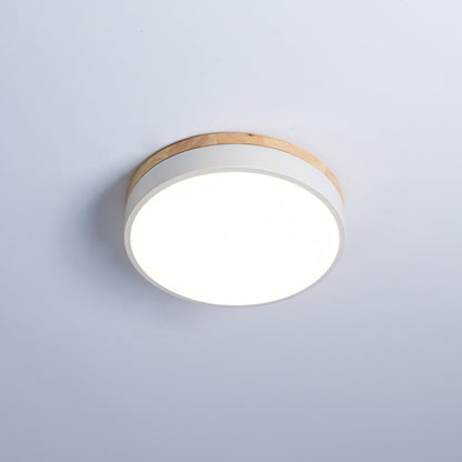 White Round Wooden Ceiling Lamp | Built-in LED | 30cm, 40cm, 50cm Options
