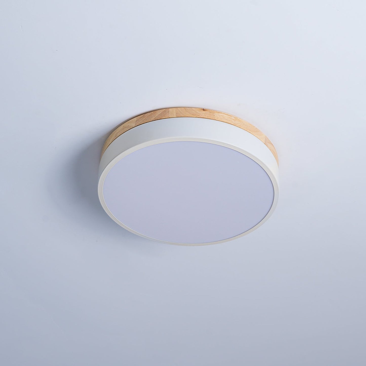 White Round Wooden Ceiling Lamp | Built-in LED | 30cm, 40cm, 50cm Options