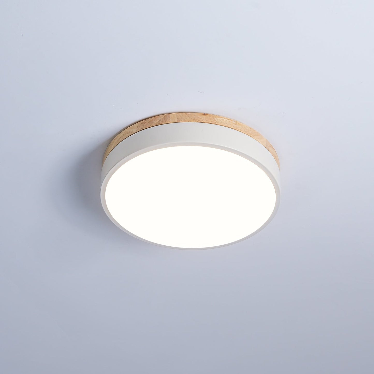 White Round Wooden Ceiling Lamp | Built-in LED | 30cm, 40cm, 50cm Options