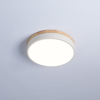 White Round Wooden Ceiling Lamp | Built-in LED | 30cm, 40cm, 50cm Options