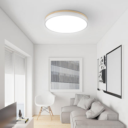 White Round Wooden Ceiling Lamp | Built-in LED | 30cm, 40cm, 50cm Options
