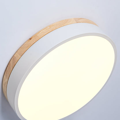 White Round Wooden Ceiling Lamp | Built-in LED | 30cm, 40cm, 50cm Options