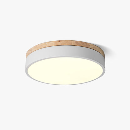 White Round Wooden Ceiling Lamp | Built-in LED | 30cm, 40cm, 50cm Options