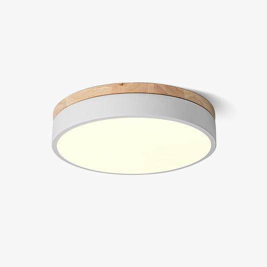 White Round Wooden Ceiling Lamp | Built-in LED | 30cm, 40cm, 50cm Options