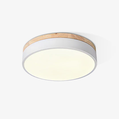 White Round Wooden Ceiling Lamp | Built-in LED | 30cm, 40cm, 50cm Options