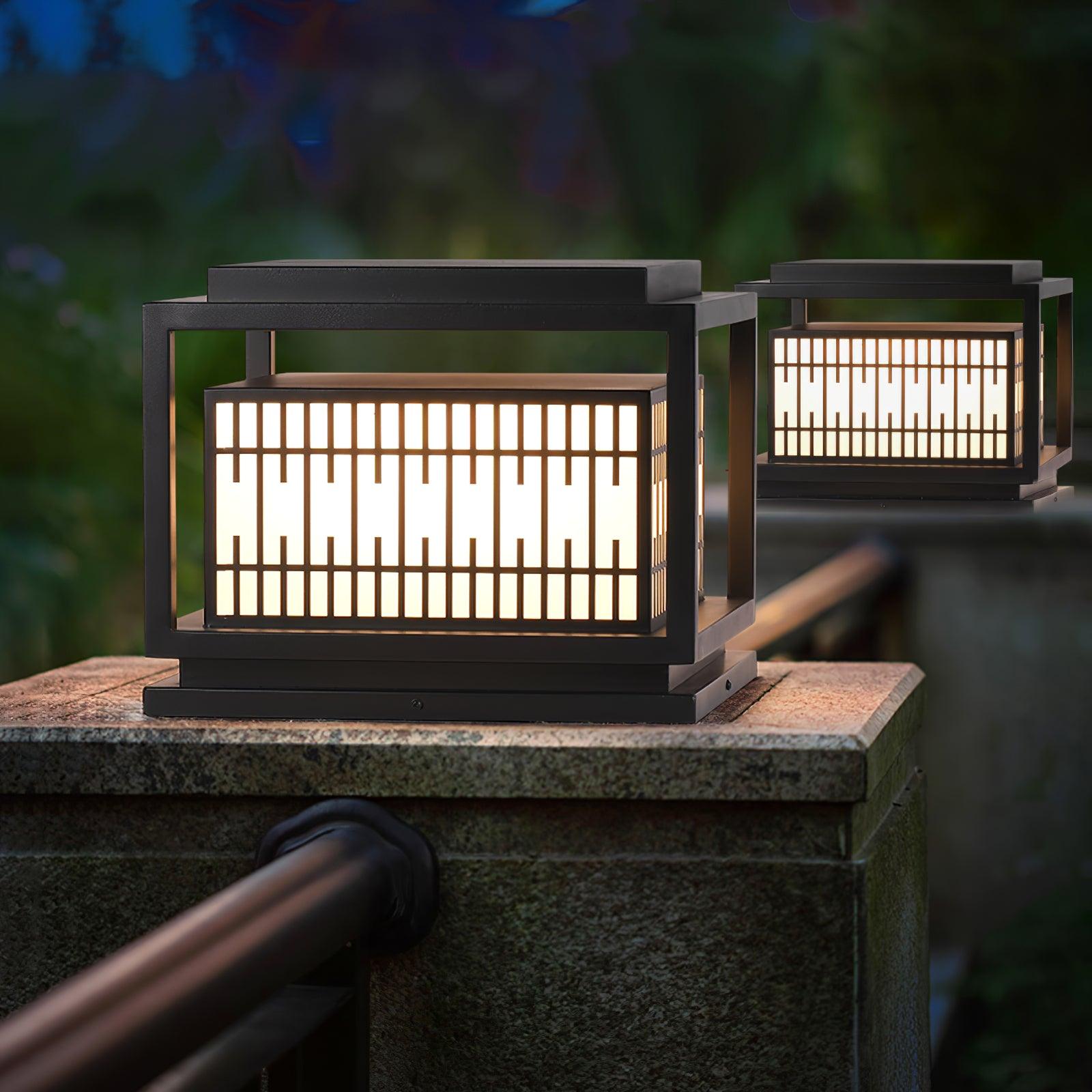 Outdoor Post Light | Metal & Frosted Alabaster | 38cm x 38cm x 30cm