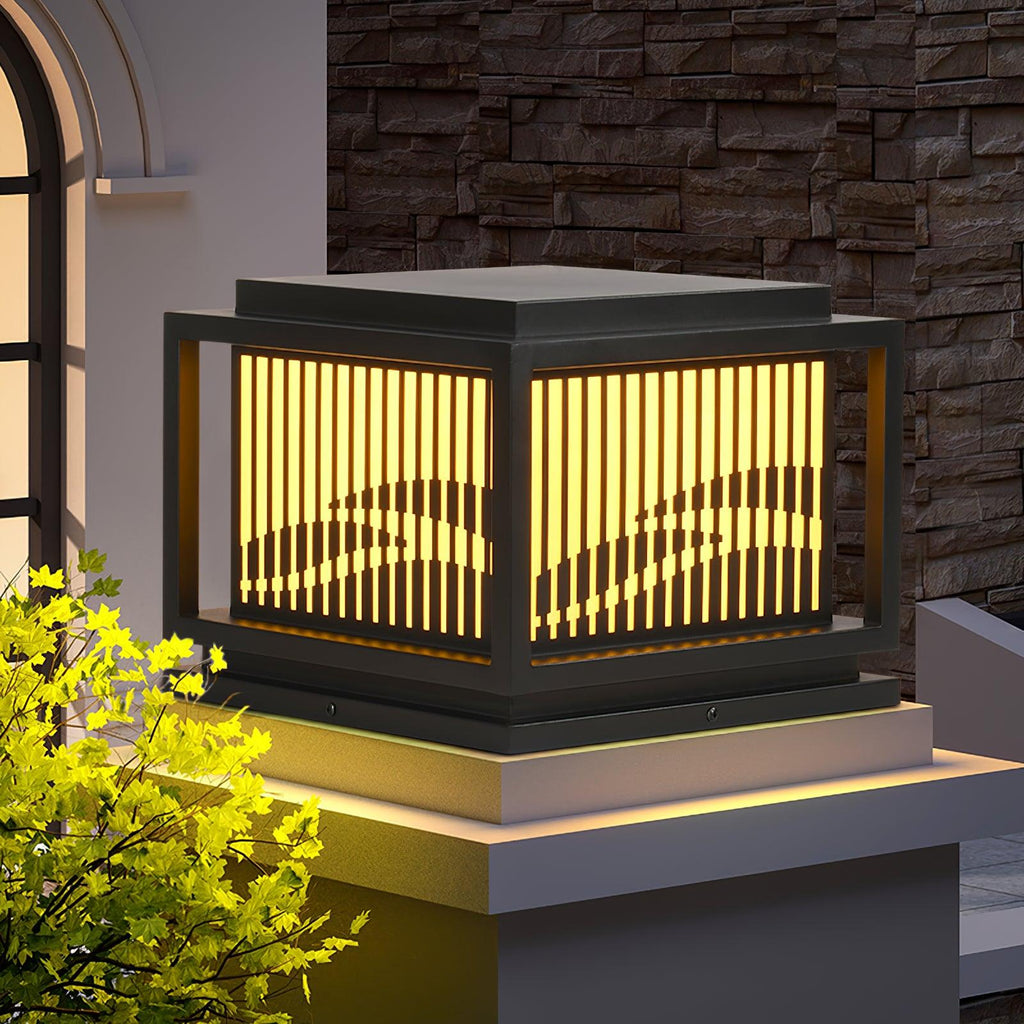Outdoor Post Light | Metal & Frosted Alabaster | 38cm x 38cm x 30cm