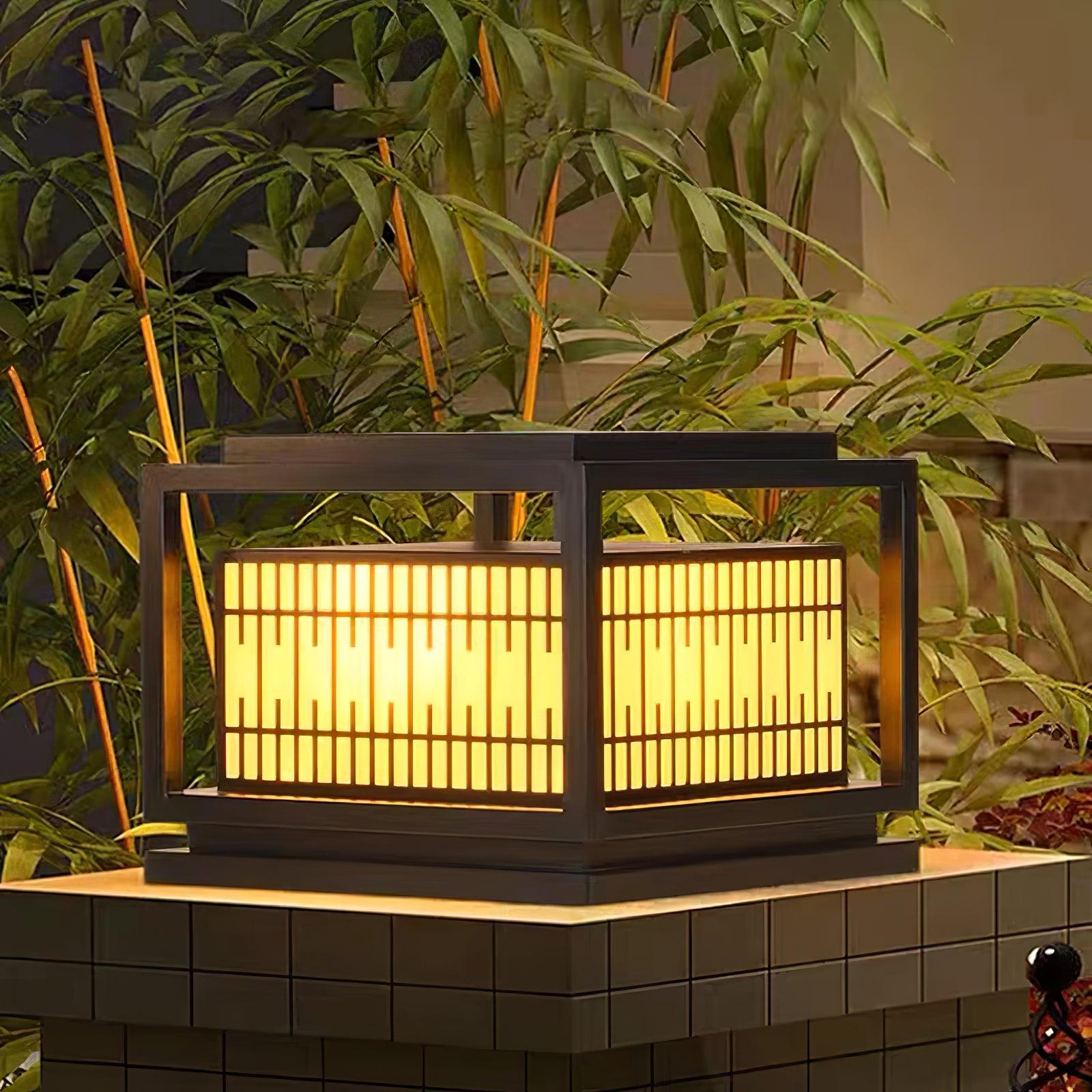 Outdoor Post Light | Metal & Frosted Alabaster | 38cm x 38cm x 30cm