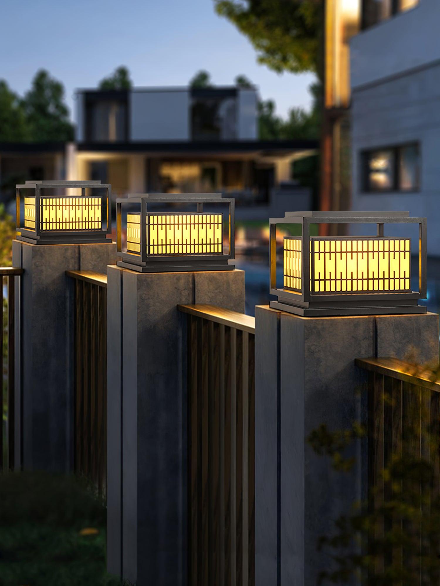 Outdoor Post Light | Metal & Frosted Alabaster | 38cm x 38cm x 30cm