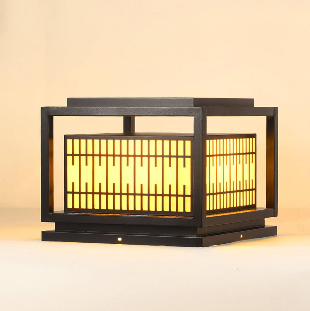 Outdoor Post Light | Metal & Frosted Alabaster | 38cm x 38cm x 30cm