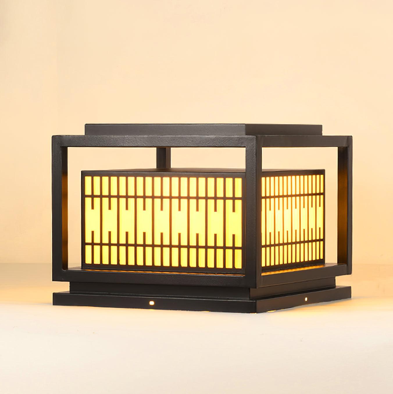 Outdoor Post Light | Metal & Frosted Alabaster | 38cm x 38cm x 30cm