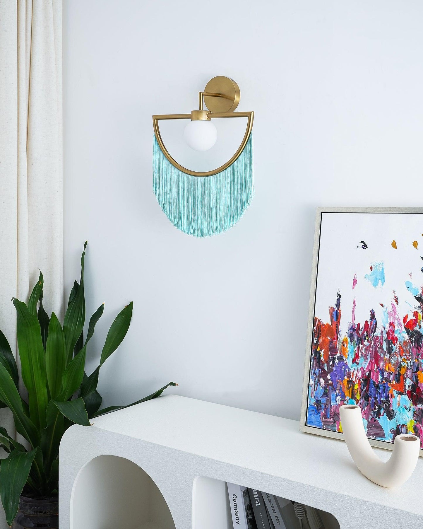 Wink Tassel Wall Lamp | Bohemian Fabric & Metal | Set of 2