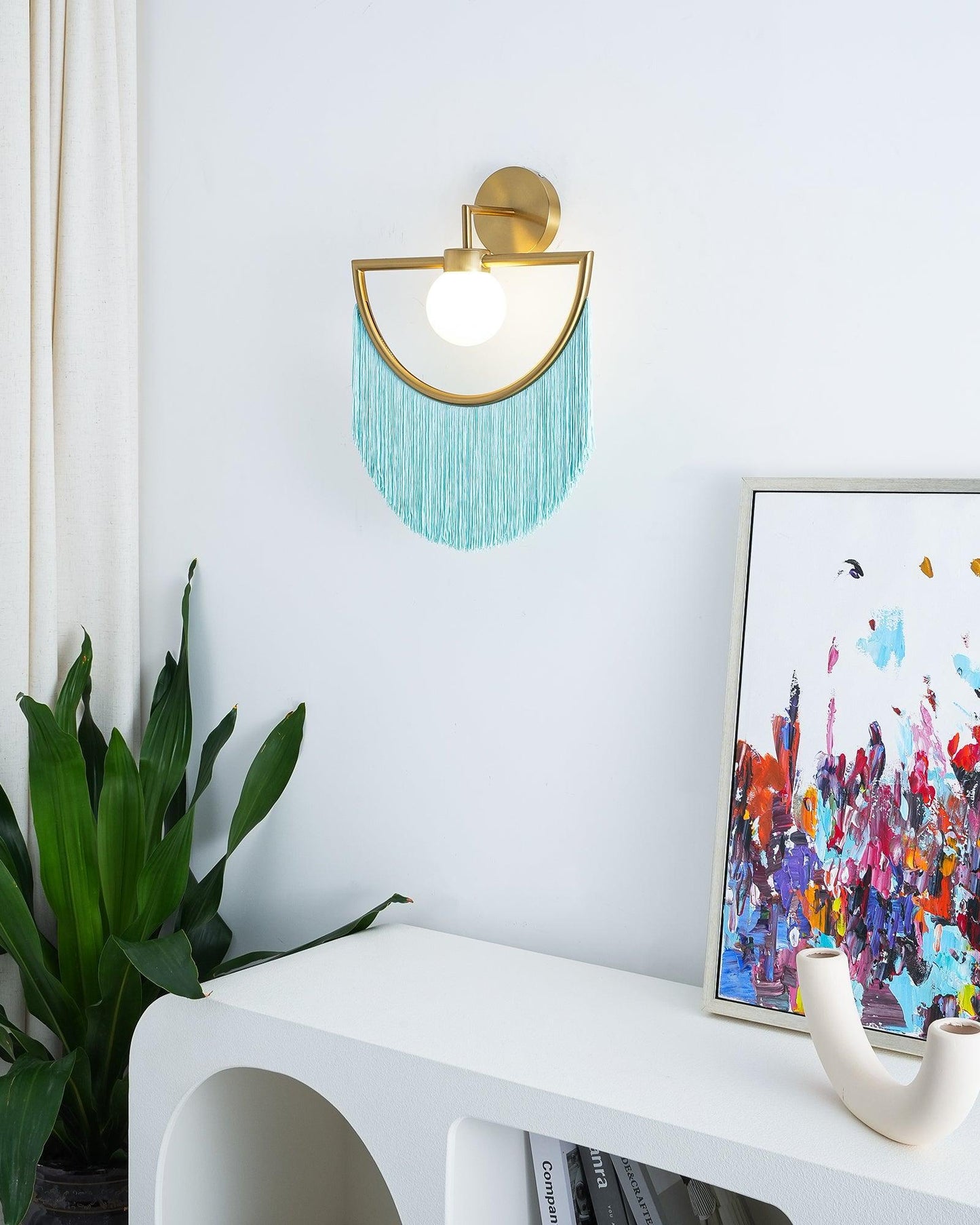 Wink Tassel Wall Lamp | Bohemian Fabric & Metal | Set of 2