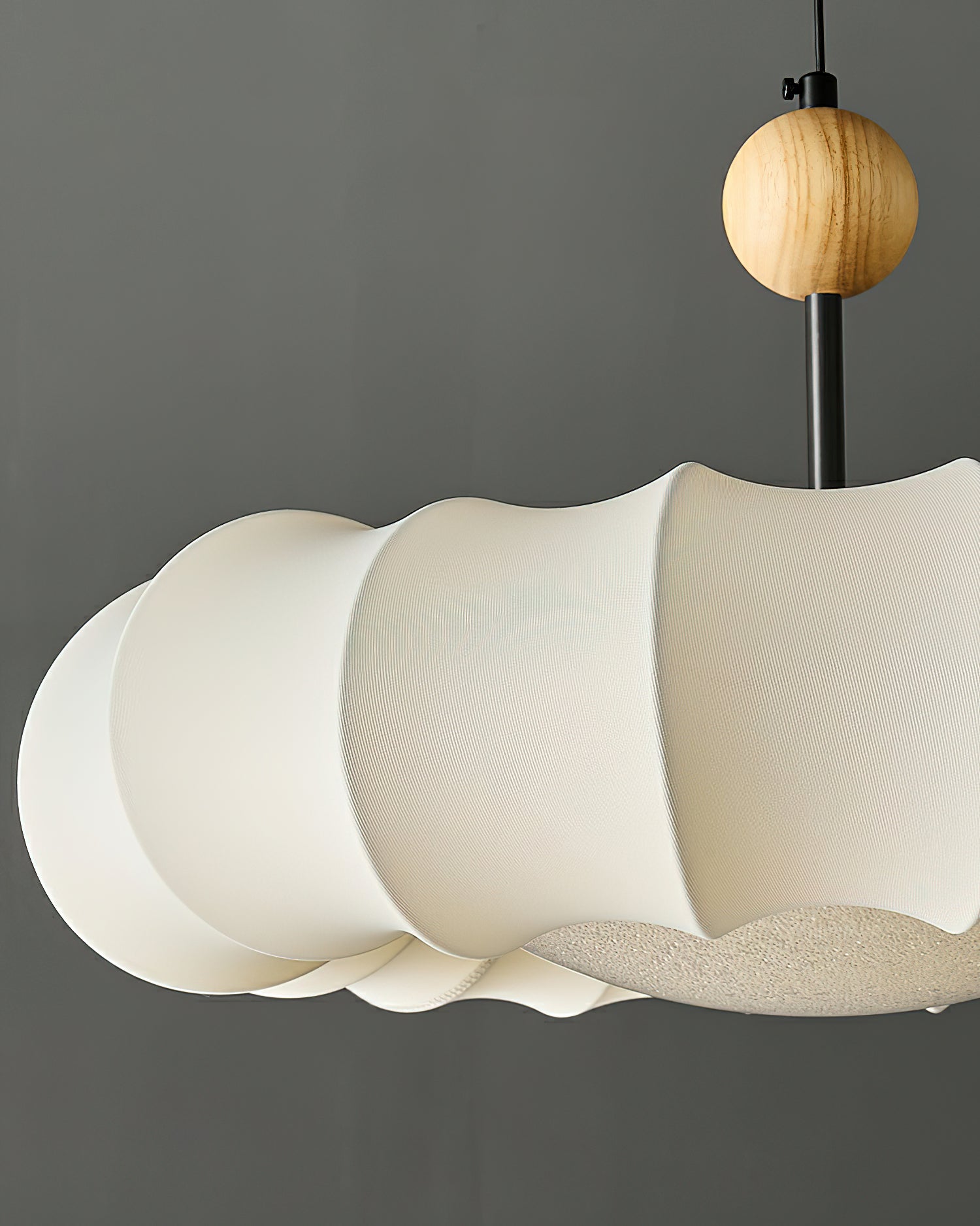 Winnie Pendant Light | Fabric & Wood | Gold Walnut Finish