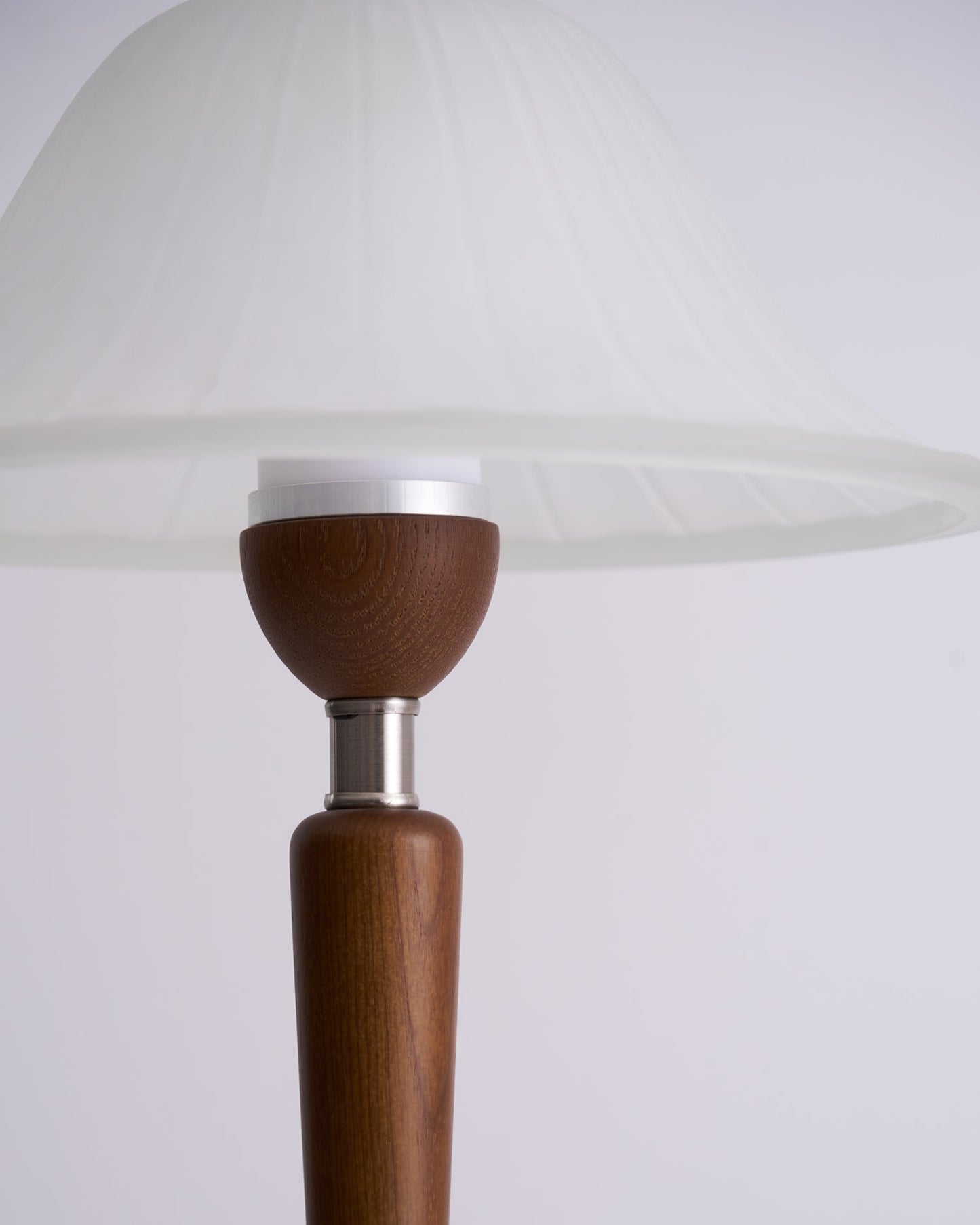 Vintage Table Lamp | Fluted Frosted Glass Shade | Walnut & Nickel Finish