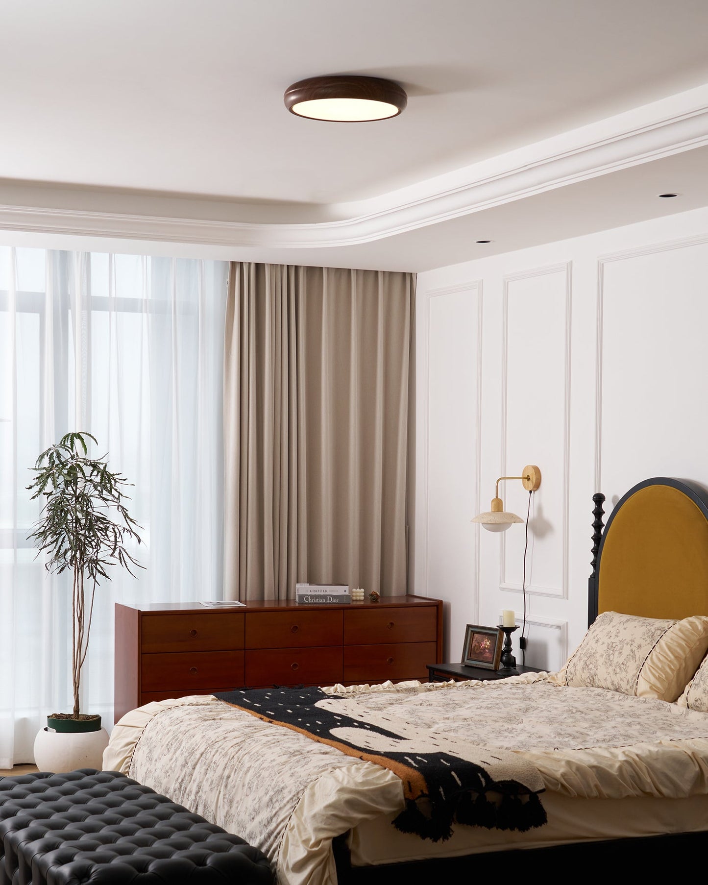 Wood Grain Ceiling Lamp | Nordic Acrylic & Metal | Multiple Sizes Available