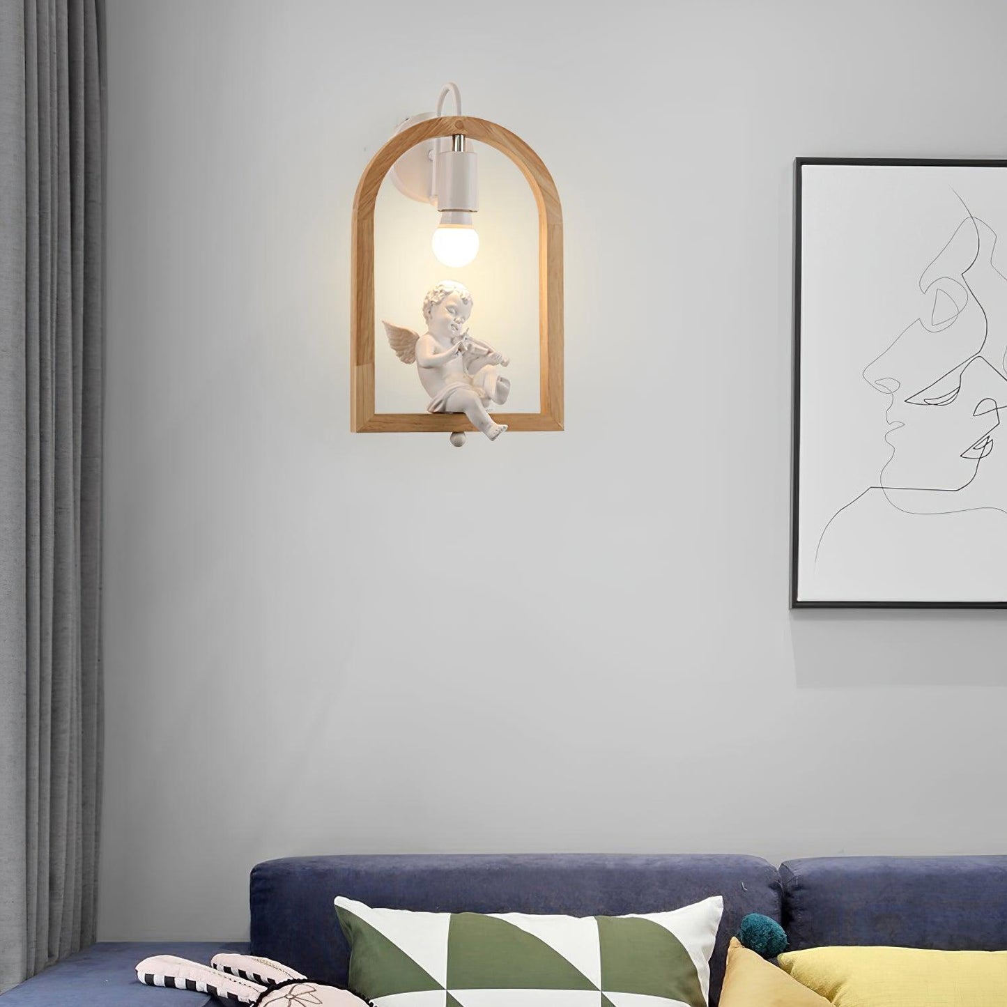 Wood Bird Wall Light | Oak Wood & Resin | Set of 2