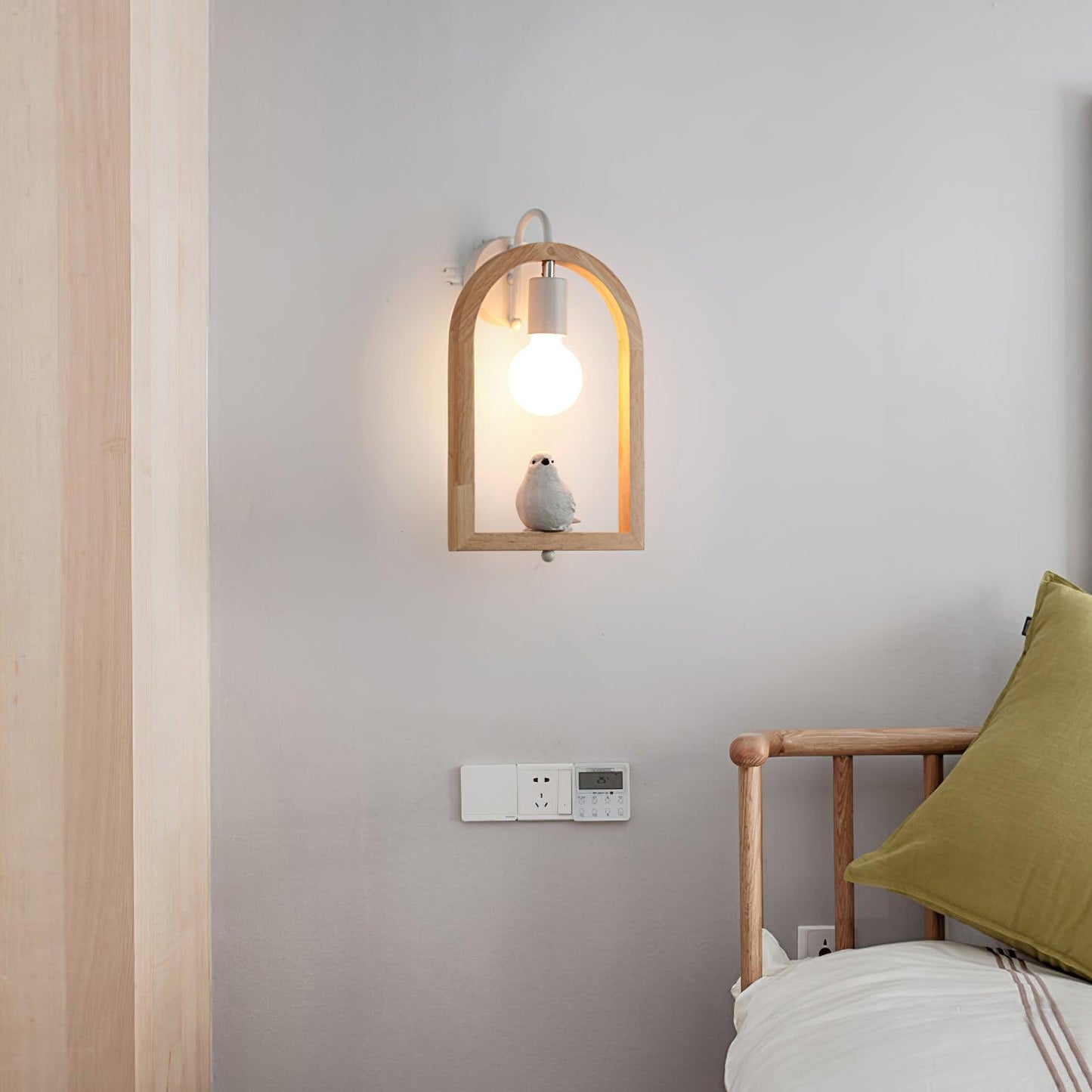 Wood Bird Wall Light | Oak Wood & Resin | Set of 2
