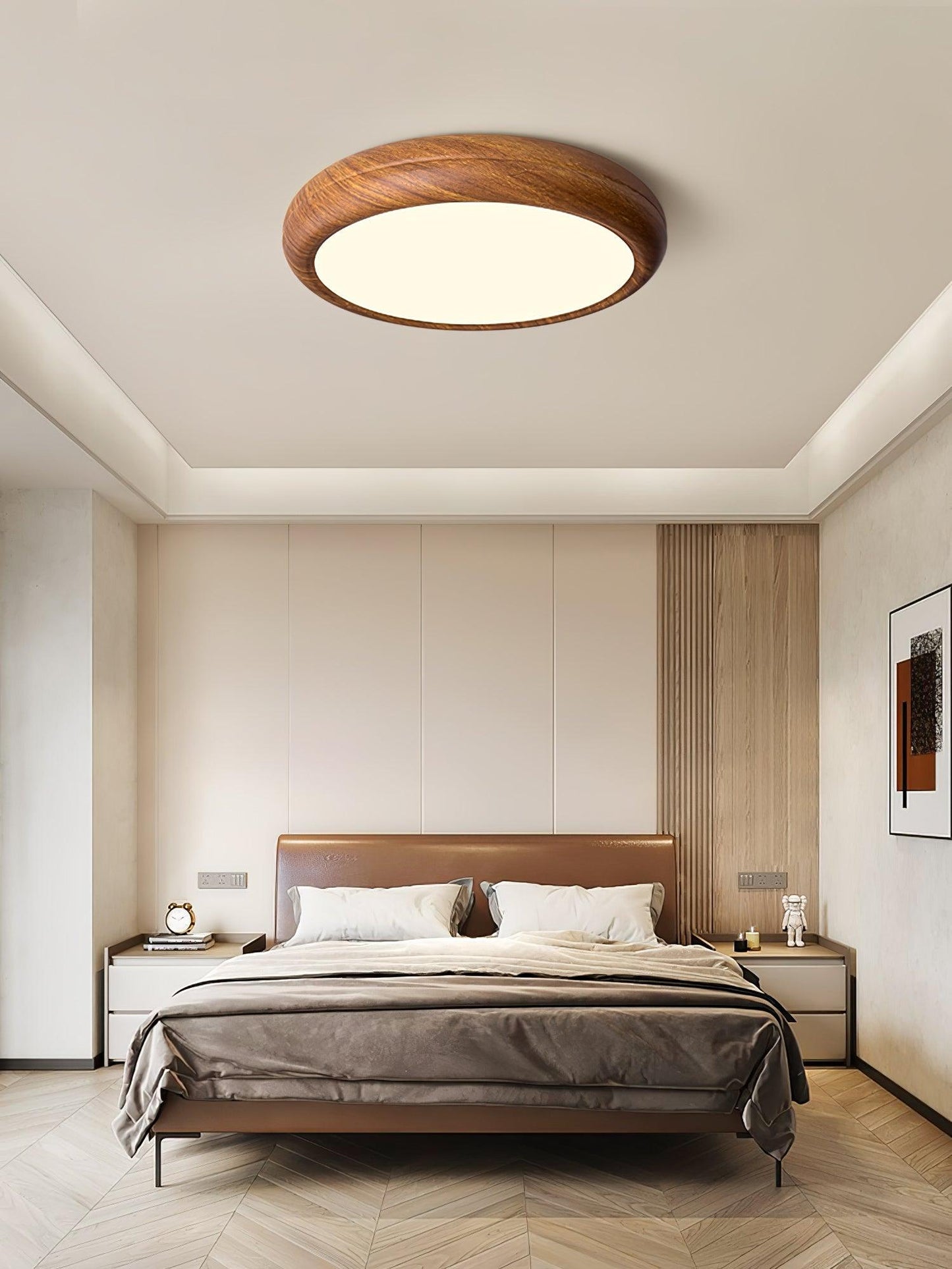 Wood Grain Ceiling Lamp | Nordic Acrylic & Metal | Multiple Sizes Available