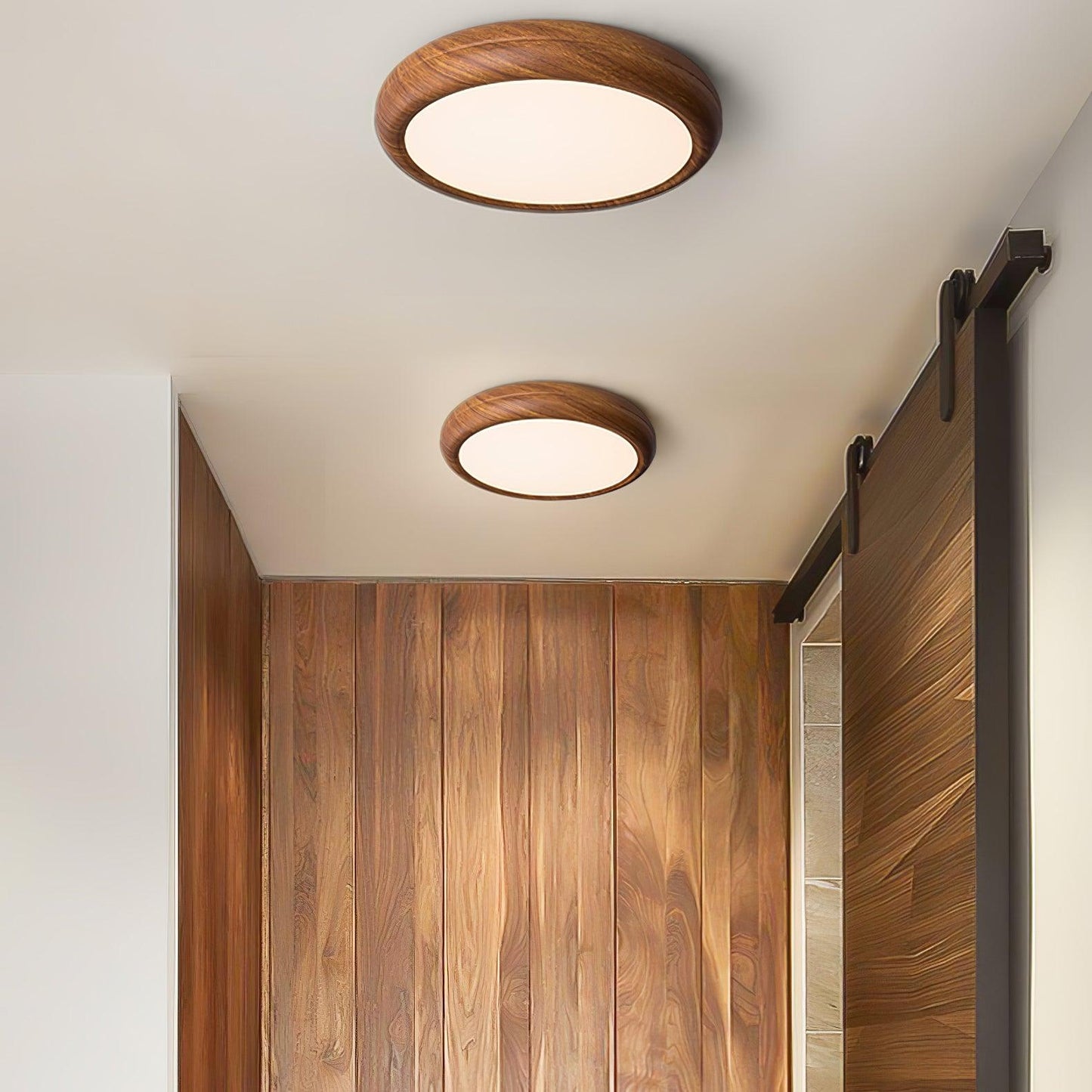 Wood Grain Ceiling Lamp | Nordic Acrylic & Metal | Multiple Sizes Available