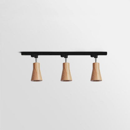 Wood Track Ceiling Lamp | Adjustable Steel & Wood | 1-4 Heads