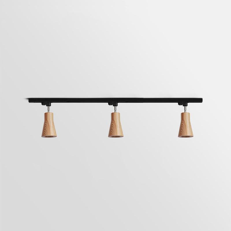 Wood Track Ceiling Lamp | Adjustable Steel & Wood | 1-4 Heads