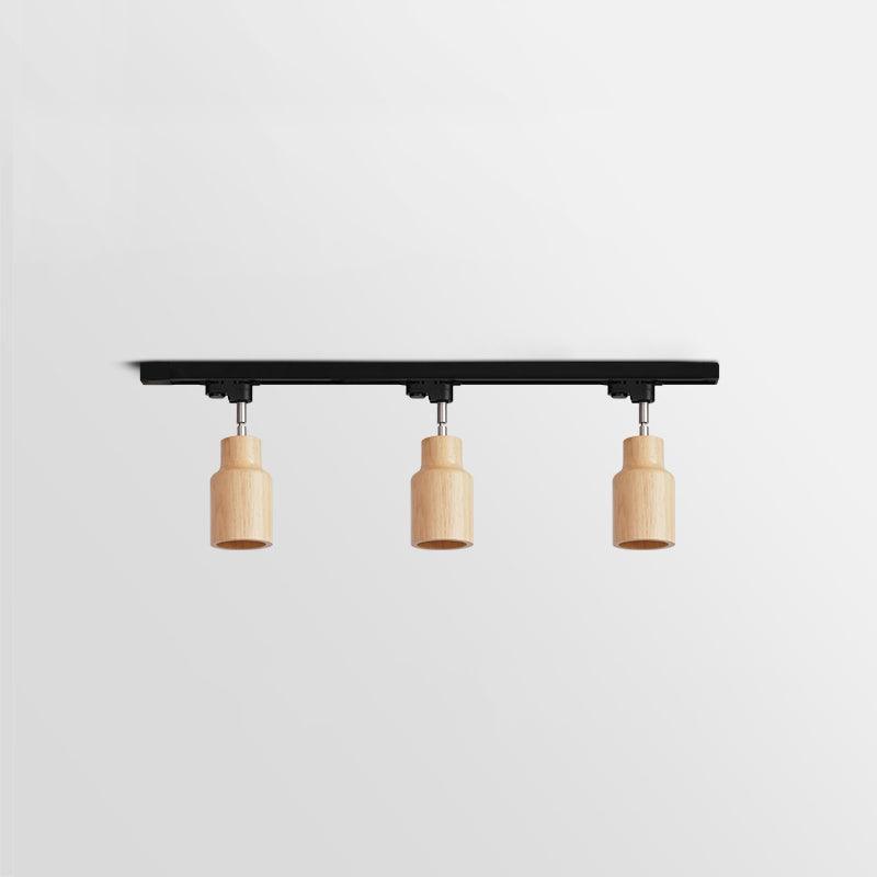 Wood Track Ceiling Lamp | Adjustable Steel & Wood | 1-4 Heads