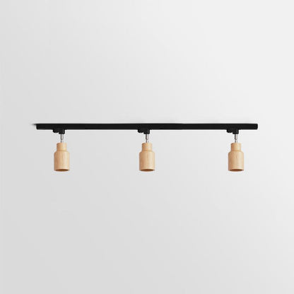 Wood Track Ceiling Lamp | Adjustable Steel & Wood | 1-4 Heads