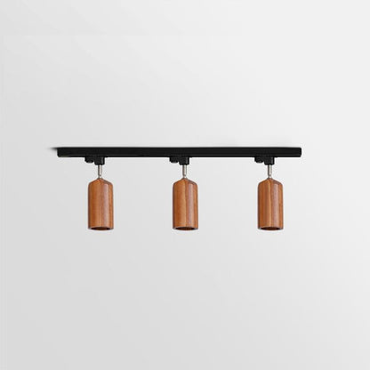 Wood Track Ceiling Lamp | Adjustable Steel & Wood | 1-4 Heads