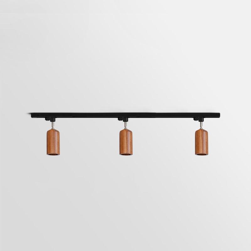 Wood Track Ceiling Lamp | Adjustable Steel & Wood | 1-4 Heads