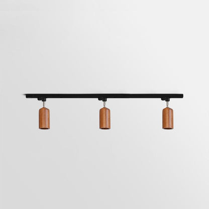 Wood Track Ceiling Lamp | Adjustable Steel & Wood | 1-4 Heads
