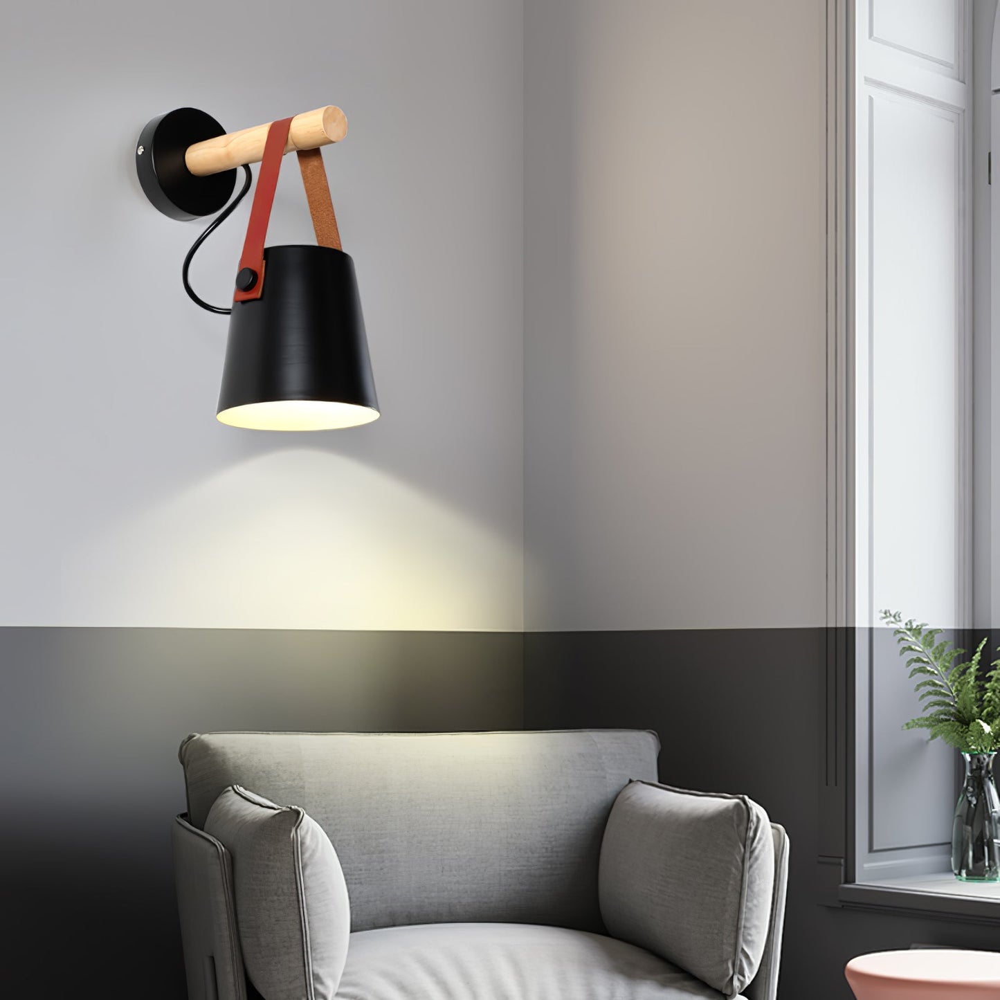 Wooden Conical Wall Light Set | Scandinavian Design | Set of 2
