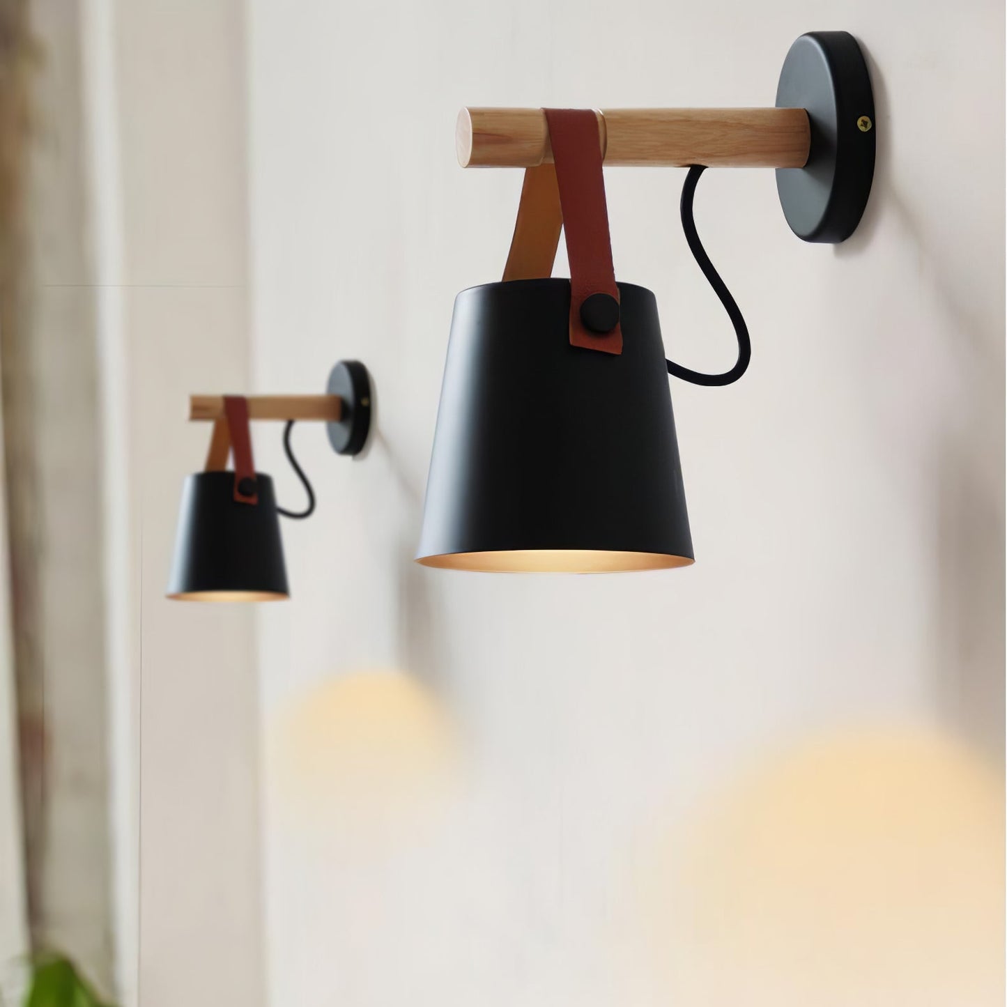 Wooden Conical Wall Light Set | Scandinavian Design | Set of 2