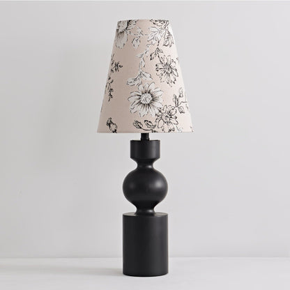 Wooden Table Lamp | Dark Walnut Base with Floral Shade | 22cm Diameter