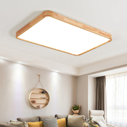 Geometric Ceiling Light | Natural Rubberwood & Acrylic | Adjustable LED
