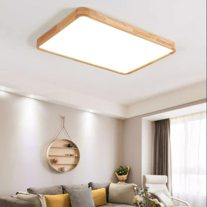 Geometric Ceiling Light | Natural Rubberwood & Acrylic | Adjustable LED