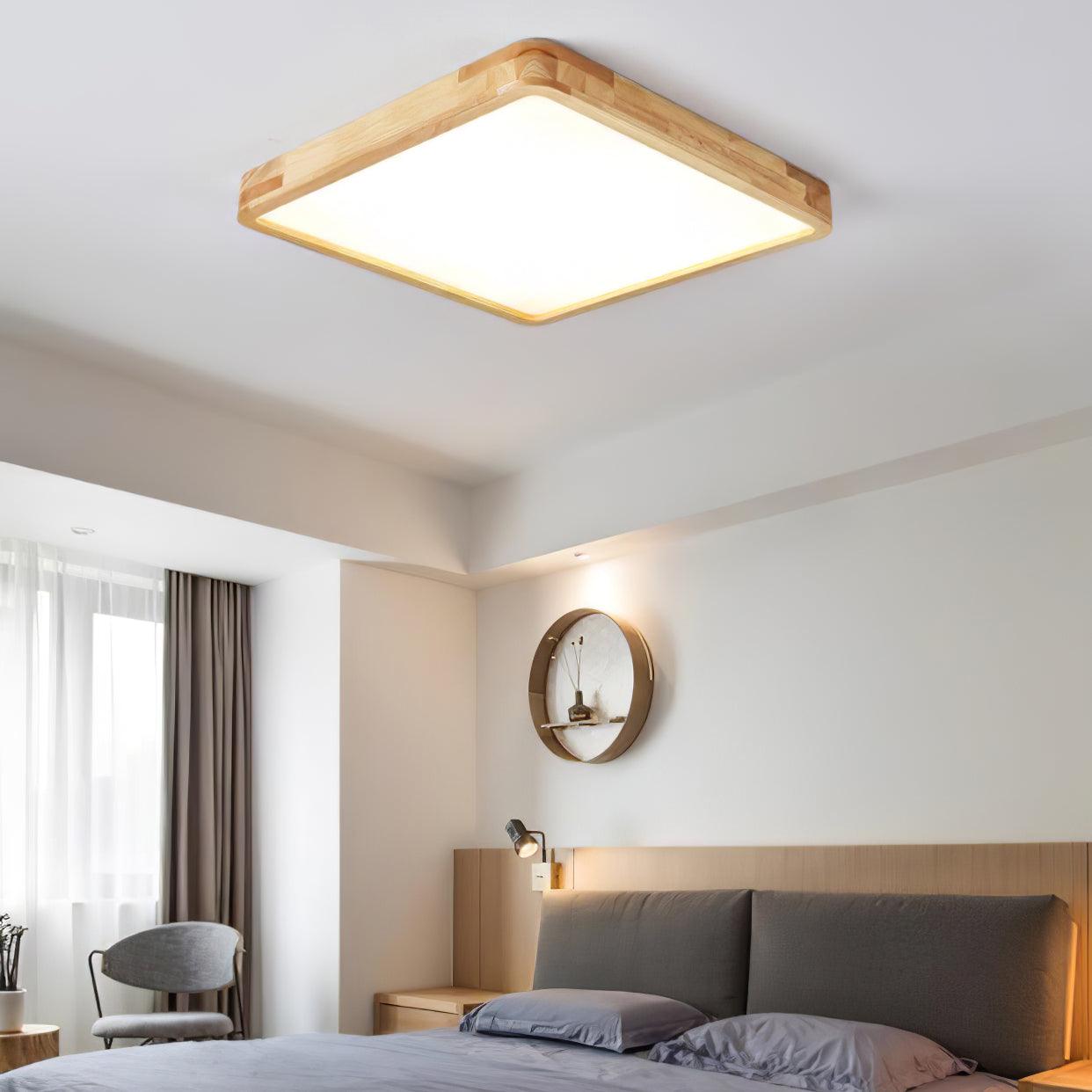 Geometric Ceiling Light | Natural Rubberwood & Acrylic | Adjustable LED