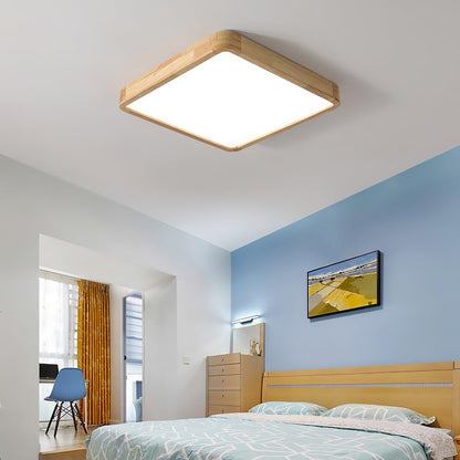 Geometric Ceiling Light | Natural Rubberwood & Acrylic | Adjustable LED