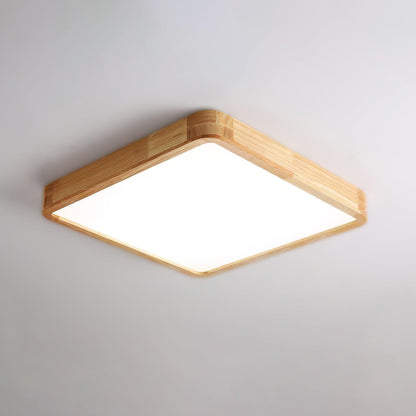 Geometric Ceiling Light | Natural Rubberwood & Acrylic | Adjustable LED