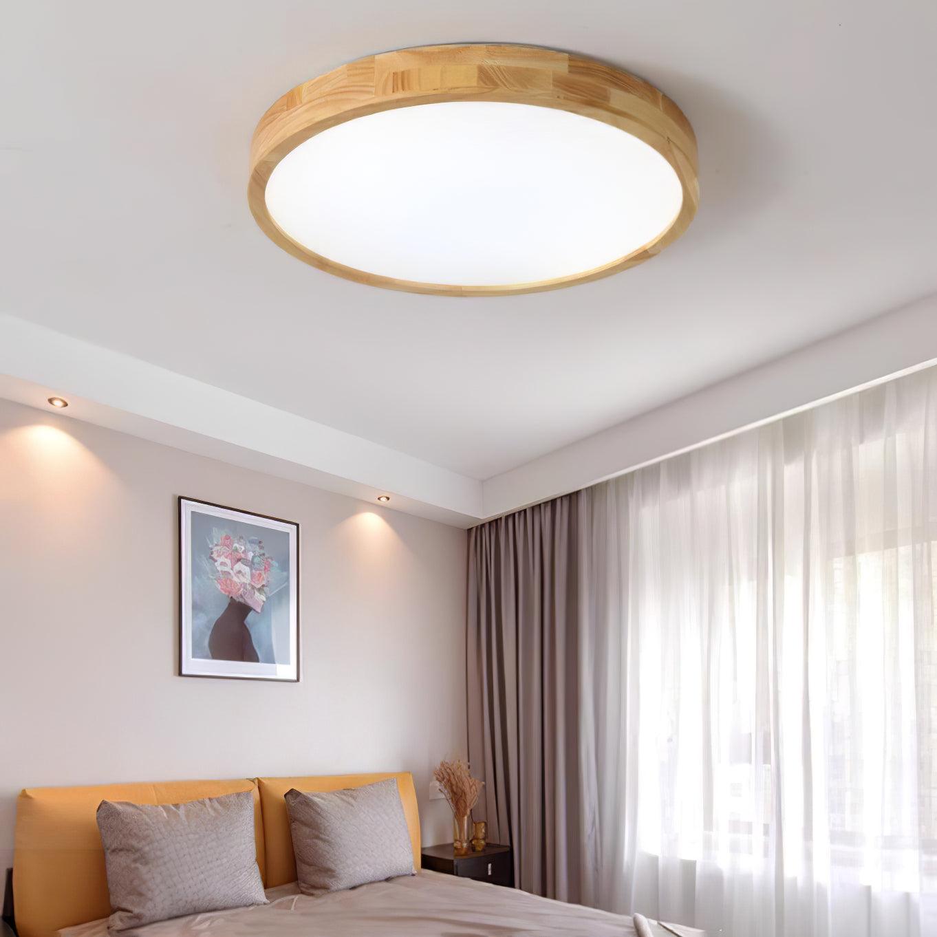Geometric Ceiling Light | Natural Rubberwood & Acrylic | Adjustable LED