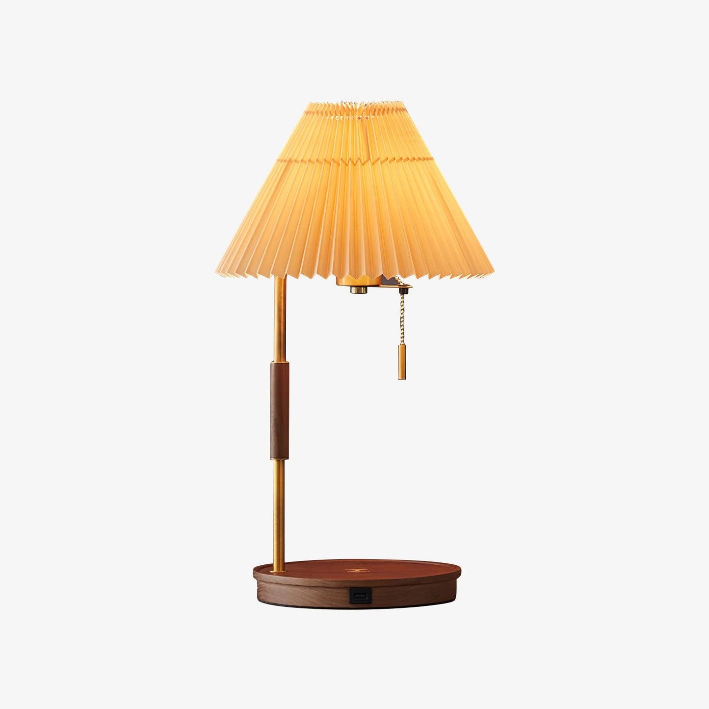 Retro Table Lamp | Solid Mahogany & Brass | 31cm Diameter