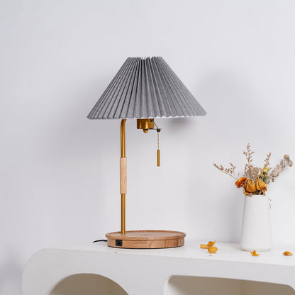 Retro Table Lamp | Solid Mahogany & Brass | 31cm Diameter