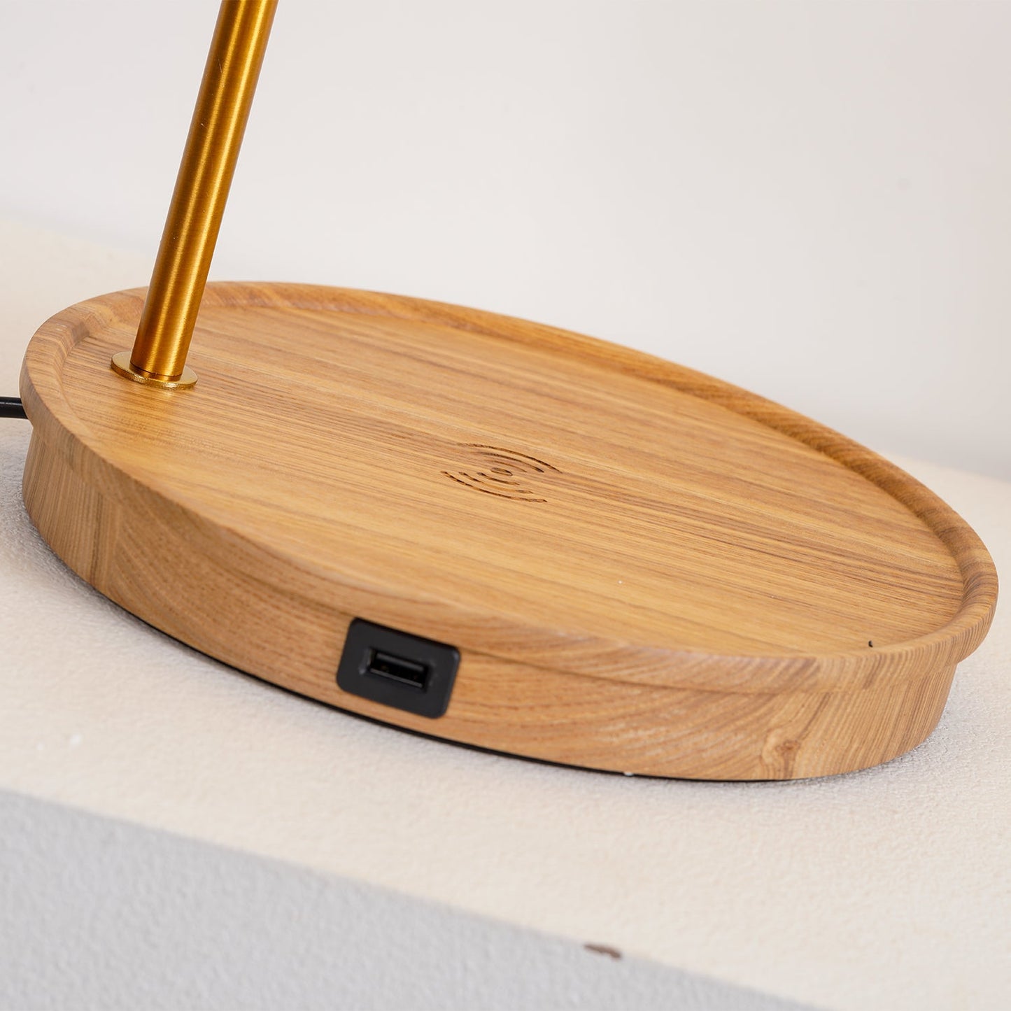 Retro Table Lamp | Solid Mahogany & Brass | 31cm Diameter