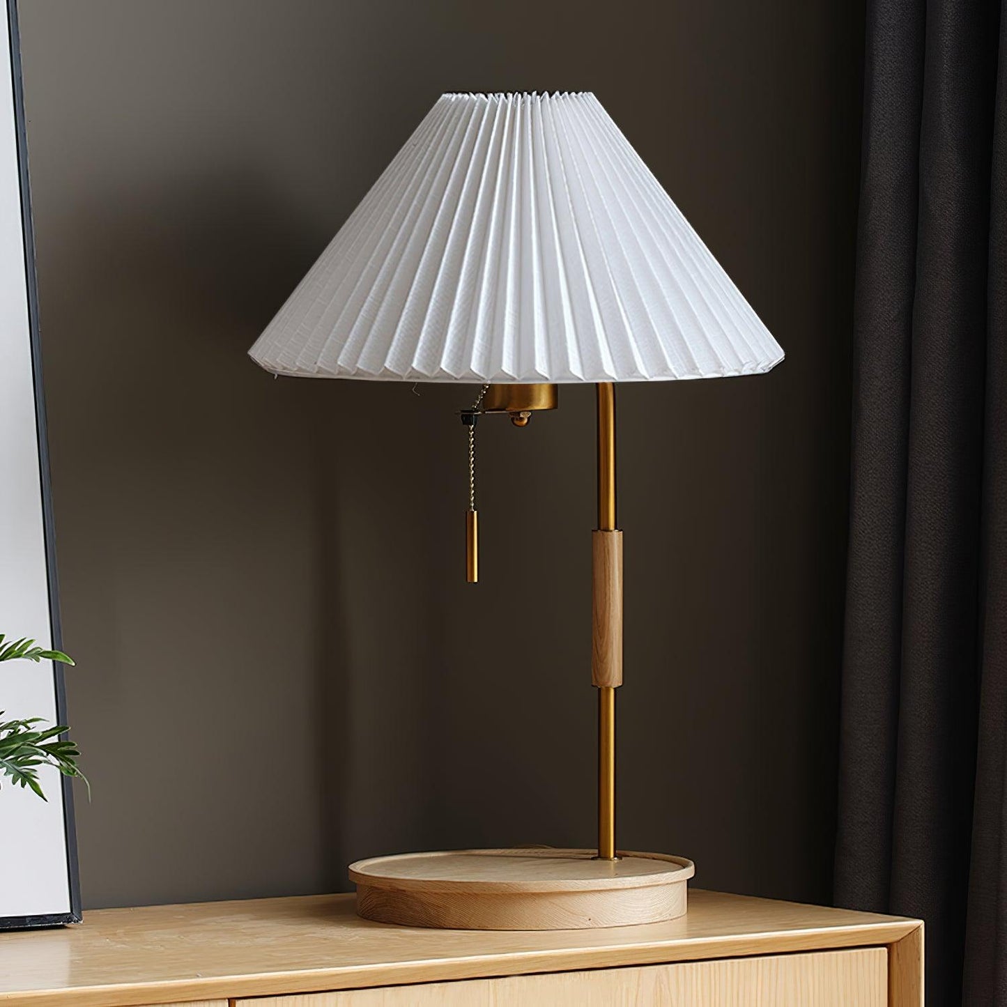 Retro Table Lamp | Solid Mahogany & Brass | 31cm Diameter