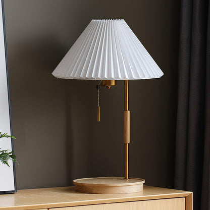 Retro Table Lamp | Solid Mahogany & Brass | 31cm Diameter