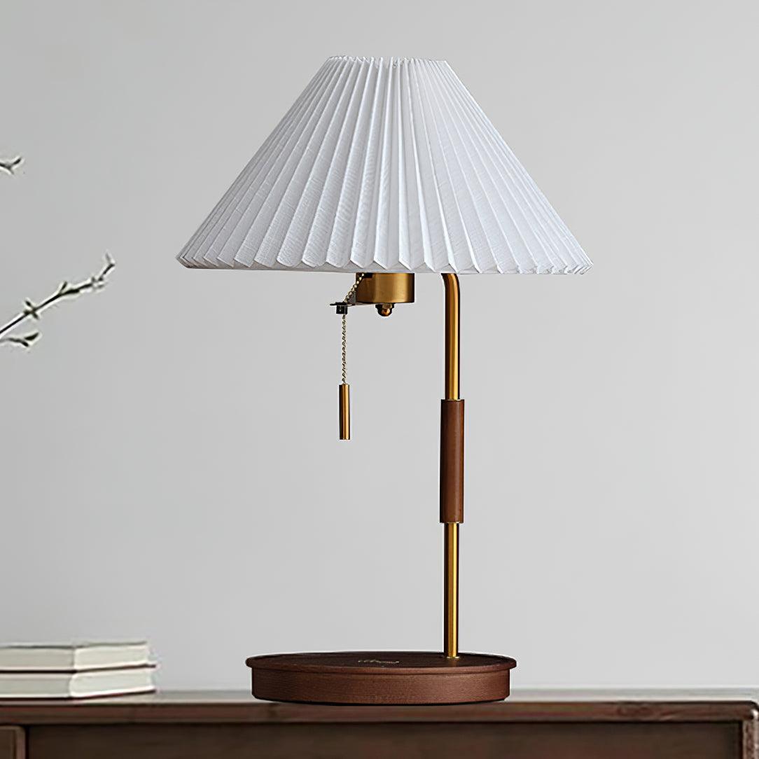 Retro Table Lamp | Solid Mahogany & Brass | 31cm Diameter