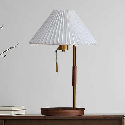 Retro Table Lamp | Solid Mahogany & Brass | 31cm Diameter