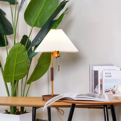 Retro Table Lamp | Solid Mahogany & Brass | 31cm Diameter