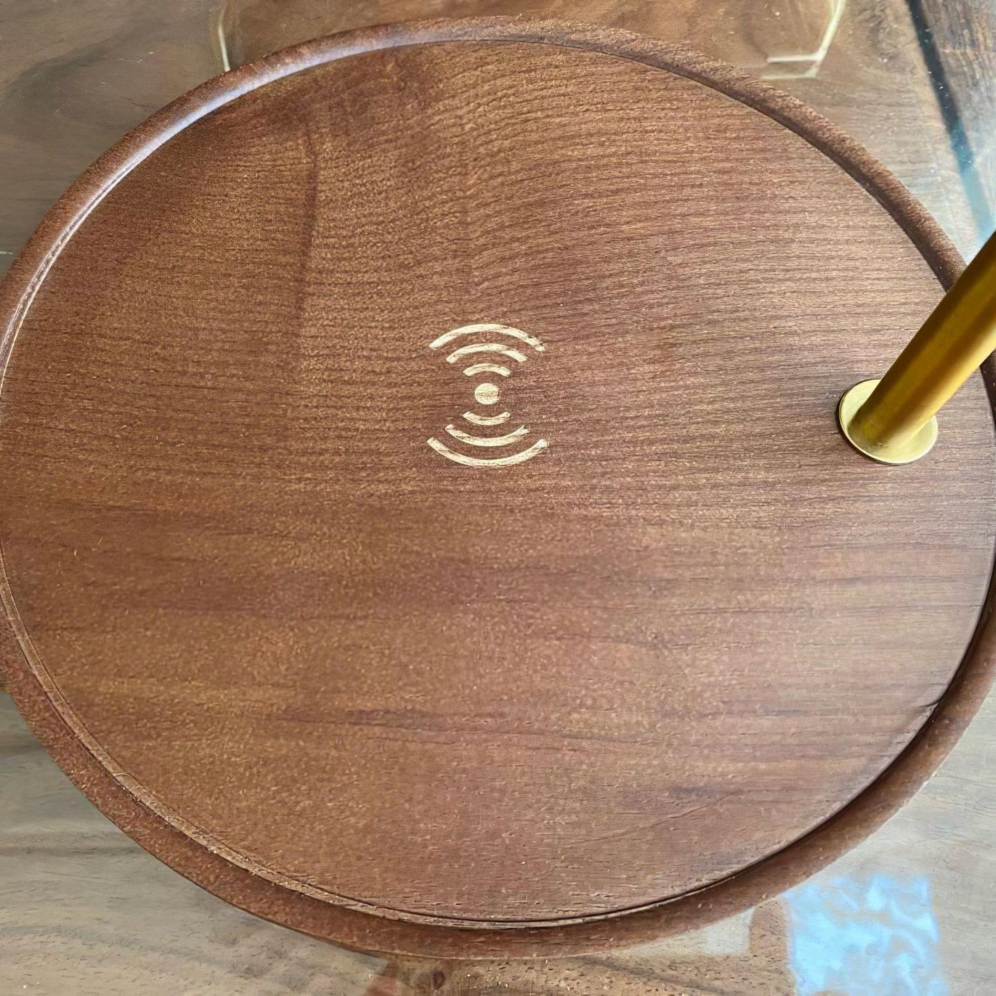 Retro Table Lamp | Solid Mahogany & Brass | 31cm Diameter