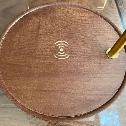 Retro Table Lamp | Solid Mahogany & Brass | 31cm Diameter